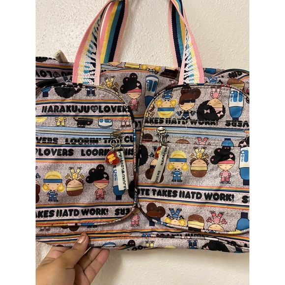 vintage y2k harajuku gwen stefani rainbow black kawaii gym bag - Picture 7 of 7